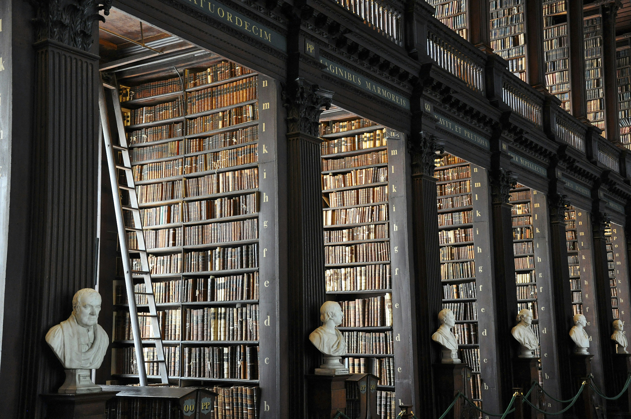 Law library shelves and research books